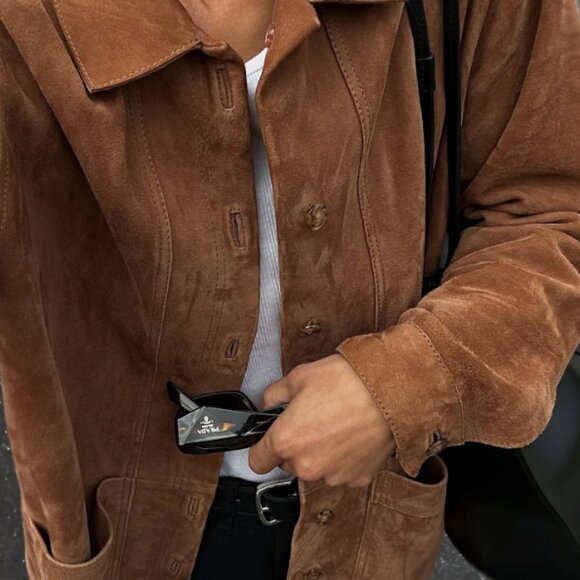 Sezane Jackets & Blazers - Sezane Will Jacket In Camel Suede Leather NWT